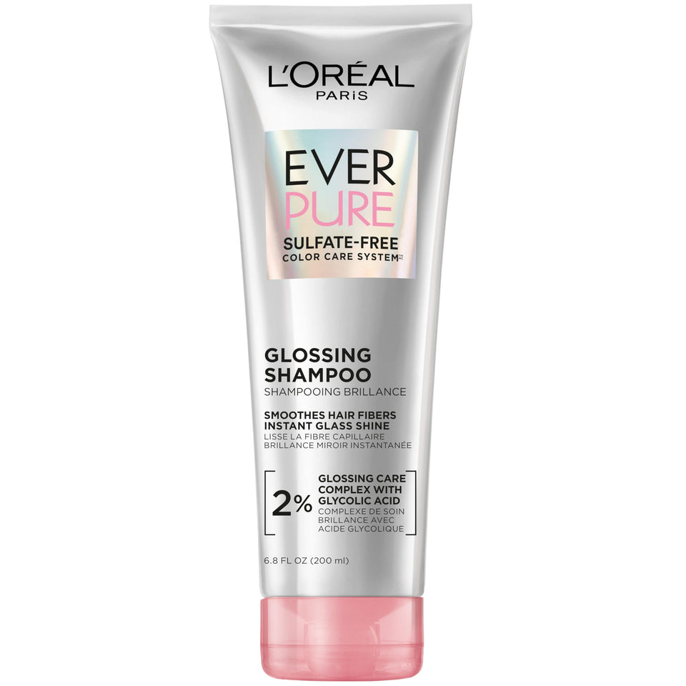 L'Oreal Paris EverPure front packaging shows the 6.8 fl oz bottle and benefit labeling
