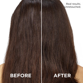 L'Oreal Paris spray in use on damp hair showing quick detangling and prep for styling