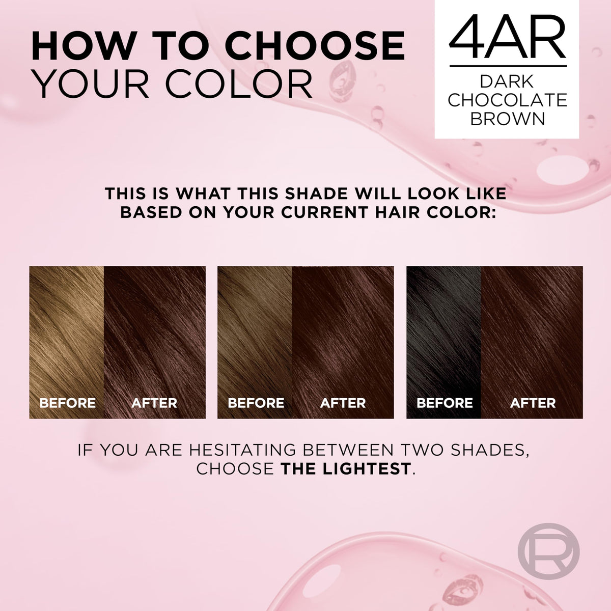 L'Oreal Paris strand swatch of 4AR displaying warm dark chocolate shade
