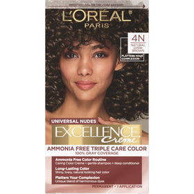 L'Oreal Paris front packaging showing 4N natural dark brown and benefits