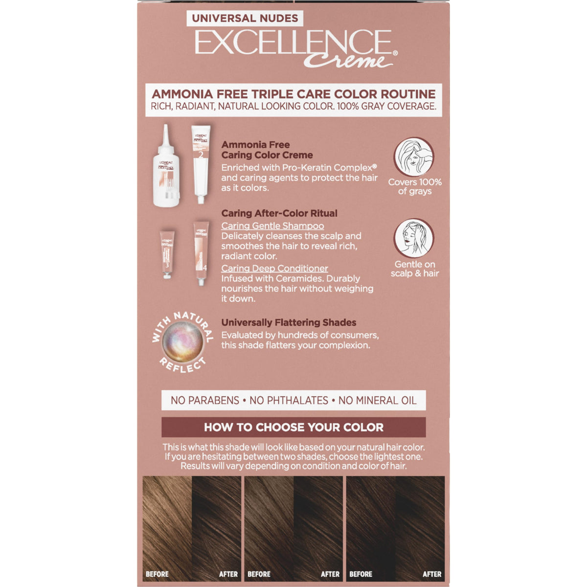 L'Oreal Paris styled hair result demonstrating natural-looking dark brown color
