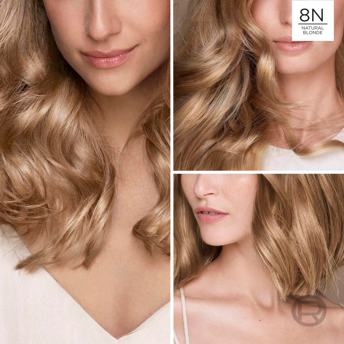 L'Oreal Paris finished natural blonde hair showing even gray coverage and shine