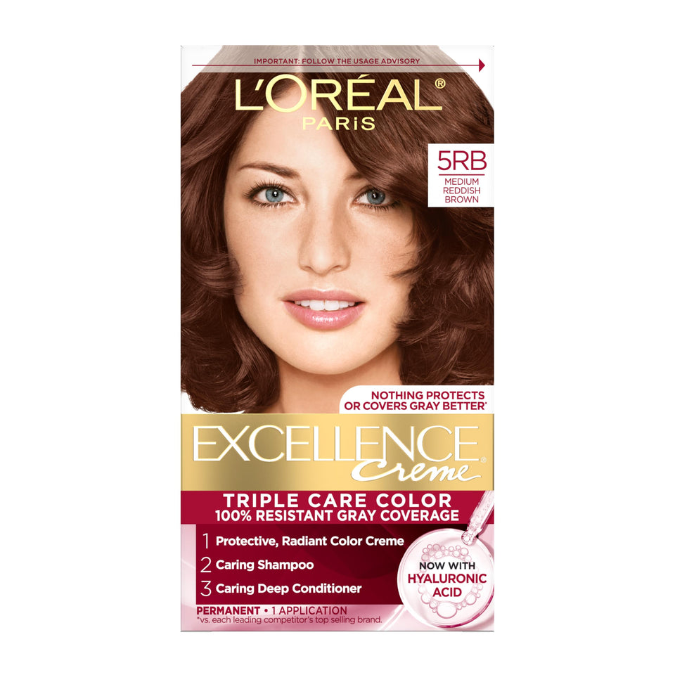 L'Oreal Paris front packaging showing shade 5RB and kit benefits