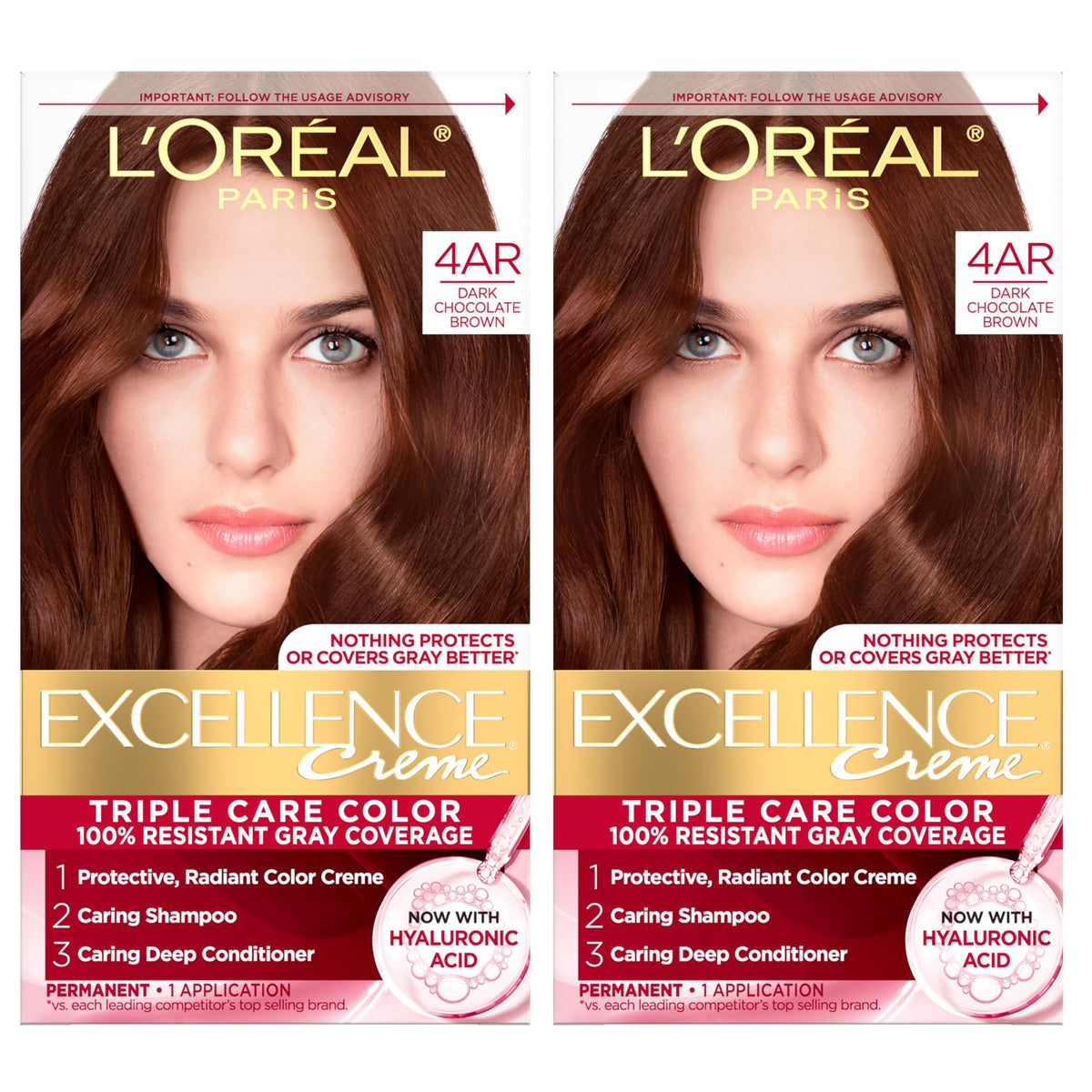 L'Oreal Paris front packaging showing the Excellence Crème kit and color name