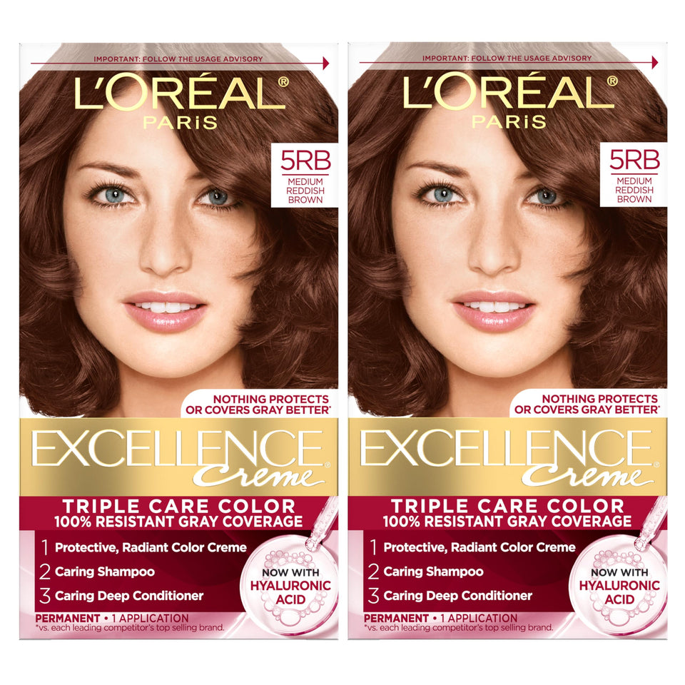 L'Oreal Paris front packaging showing shade 5RB and kit benefits