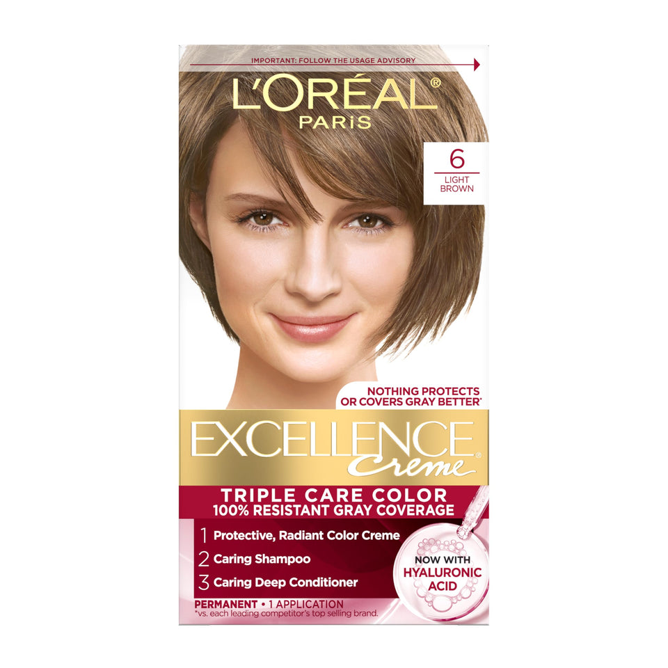 L'Oreal Paris front packaging showing light brown shade and kit benefits