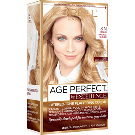 L'Oreal Paris styled shoulder‑length hair after coloring showing shine