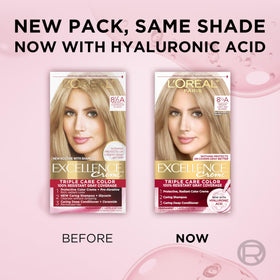 L'Oreal Paris lifestyle model after color showcasing natural-looking ash blonde and glossy finish