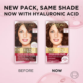 L'Oreal Paris finished reddish-brown hair in a styled setting