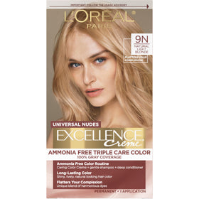 L'Oreal Paris front packaging showing the 9N Natural Light Blonde shade and kit contents