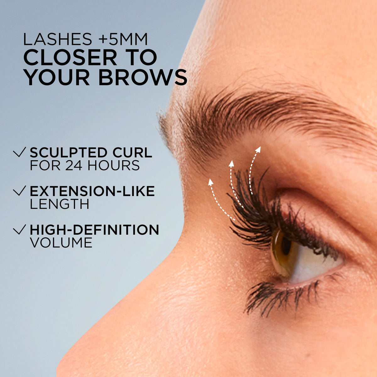 L'Oreal Paris before and after lashes demonstrating length and lift