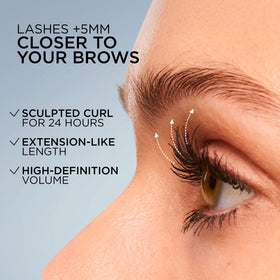 L'Oreal Extensionist before and after lashes illustrating added length and volume