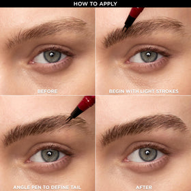L'Oreal Paris before and after brows showing fuller natural-looking arches and improved shape