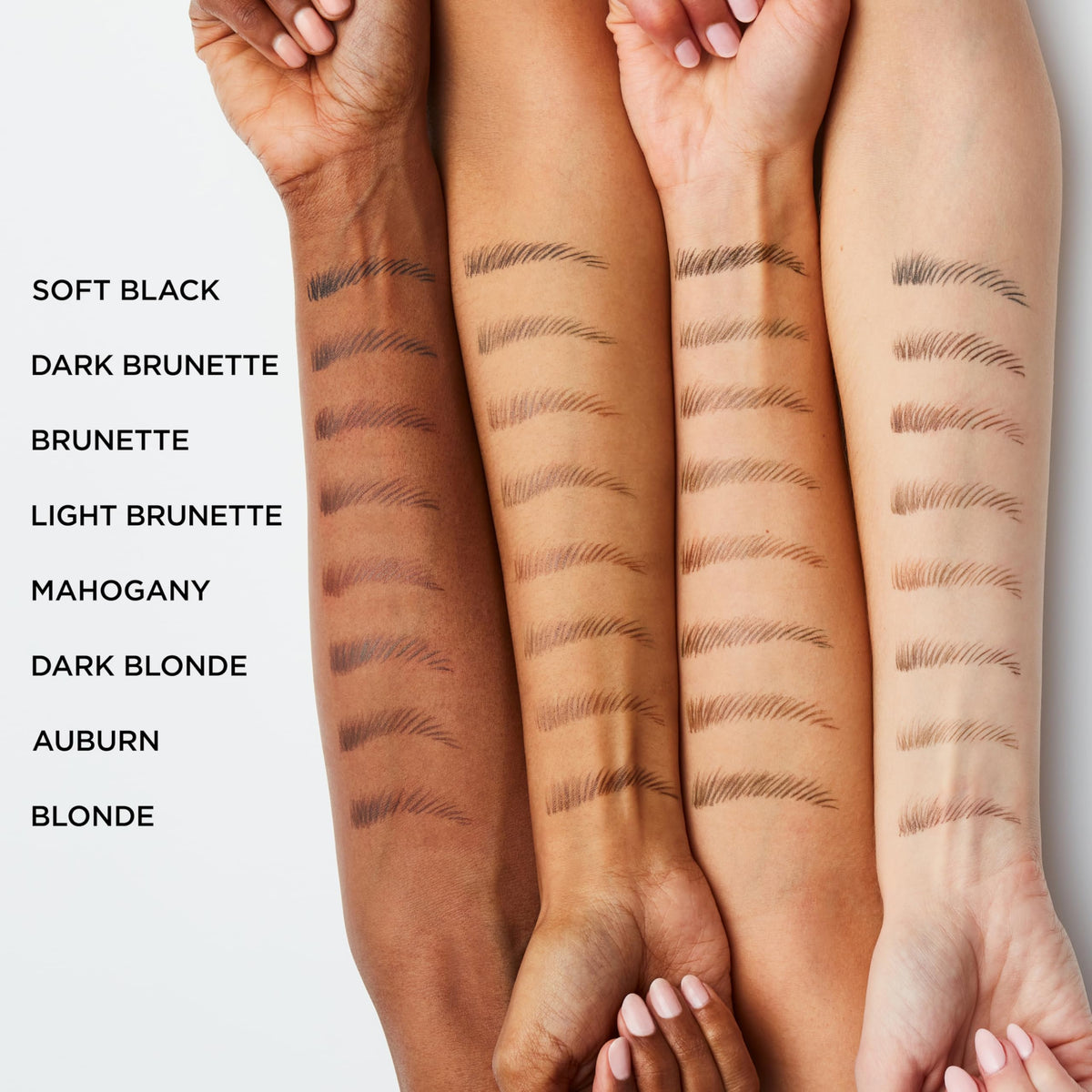 L'Oreal Paris ink swatch texture showing thin, buildable tint for subtle brow volume