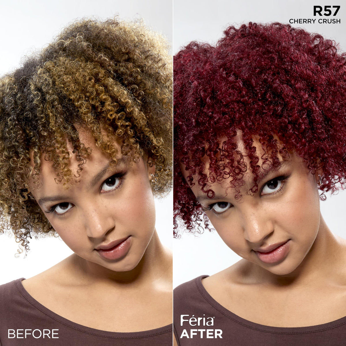 L'Oreal Feria before and after transformation showing improved depth and shimmer