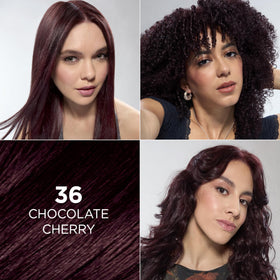 L'Oreal Feria Chocolate Cherry open kit with developer, colorant, gloves and instructions