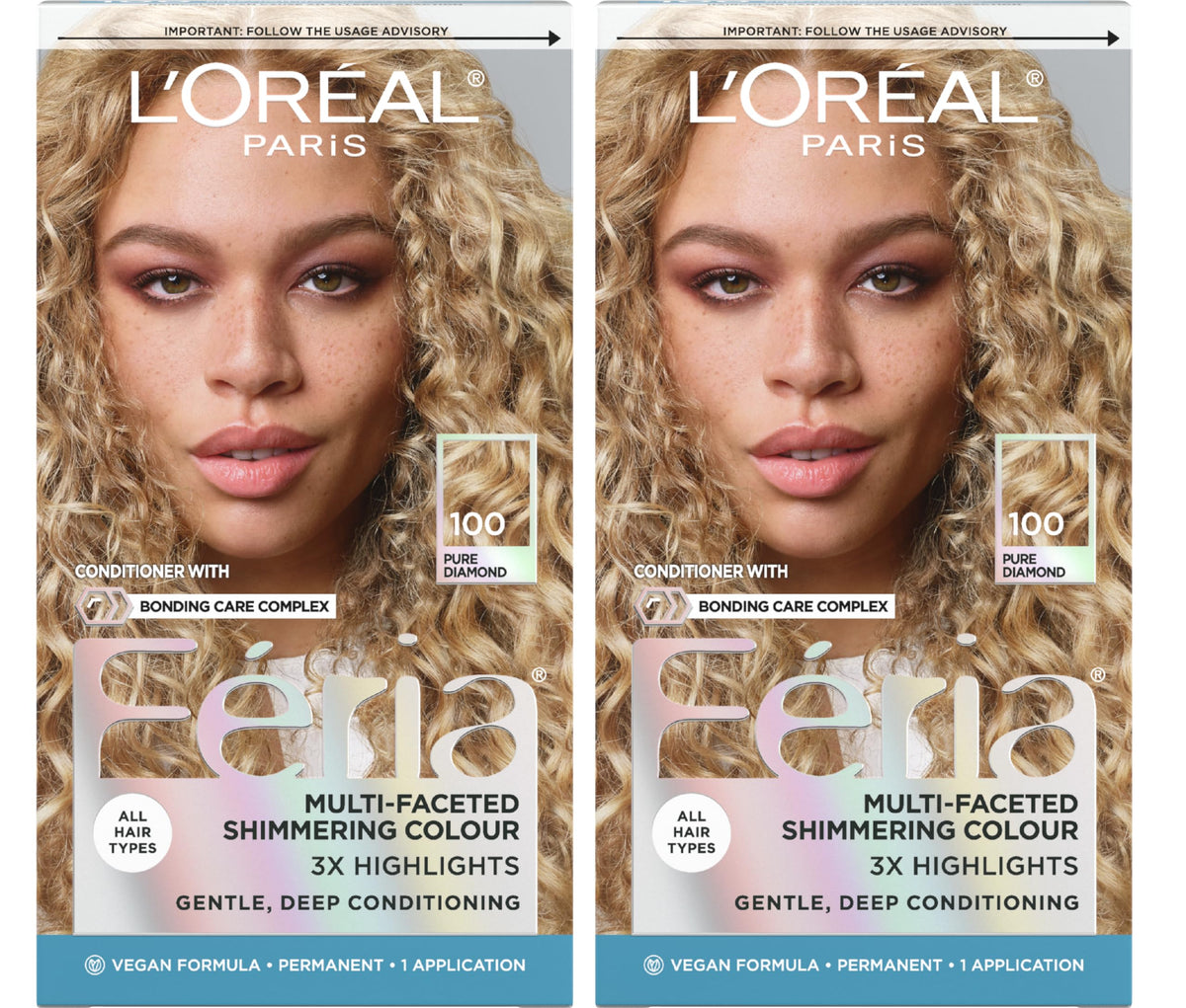 L'Oreal Feria front packaging showing product and shade benefits