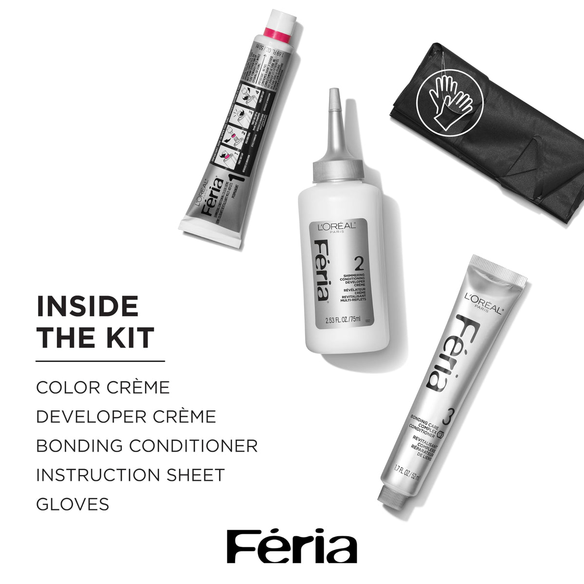 L'Oreal Feria cream texture and lather demonstrating even coverage and blendability