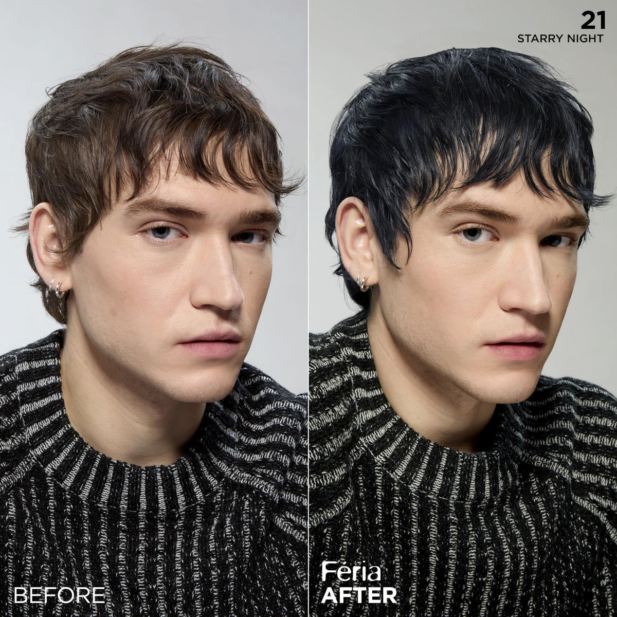 L'Oreal Feria before and after showing depth and iridescent highlights
