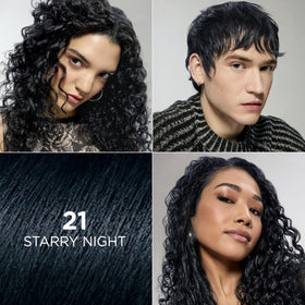 L'Oreal Feria color swatch strand displaying bright black with shimmer