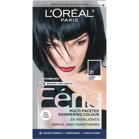 L'Oreal Feria front packaging showing Starry Night shade and benefits