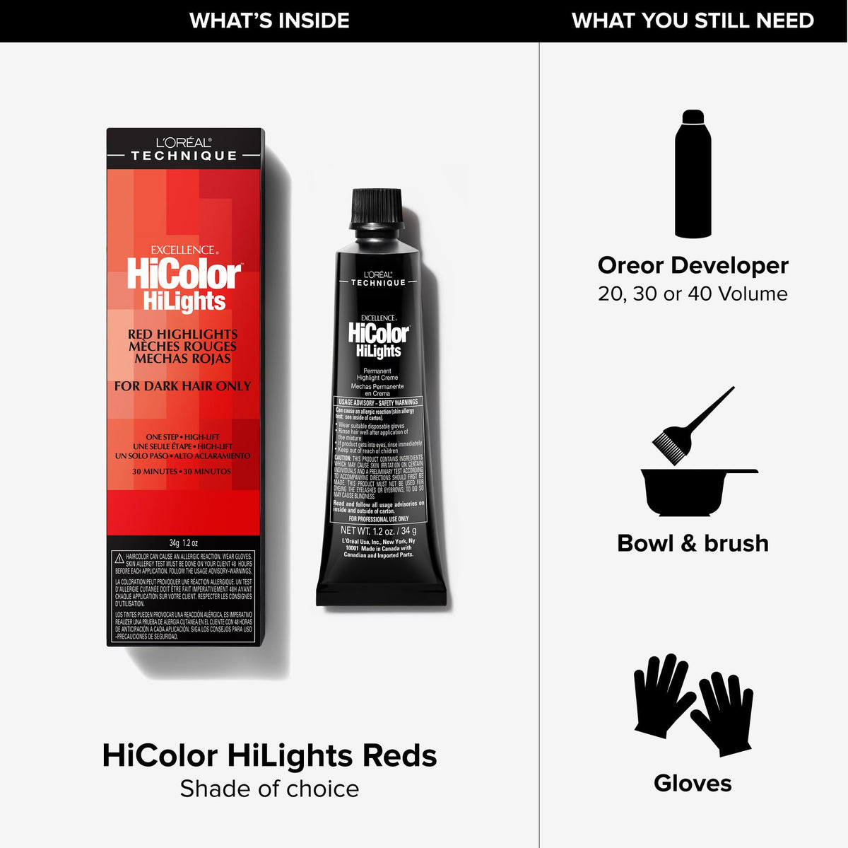 L'OREAL TECHNIQUE visible red highlights on dark hair showing vibrant payoff