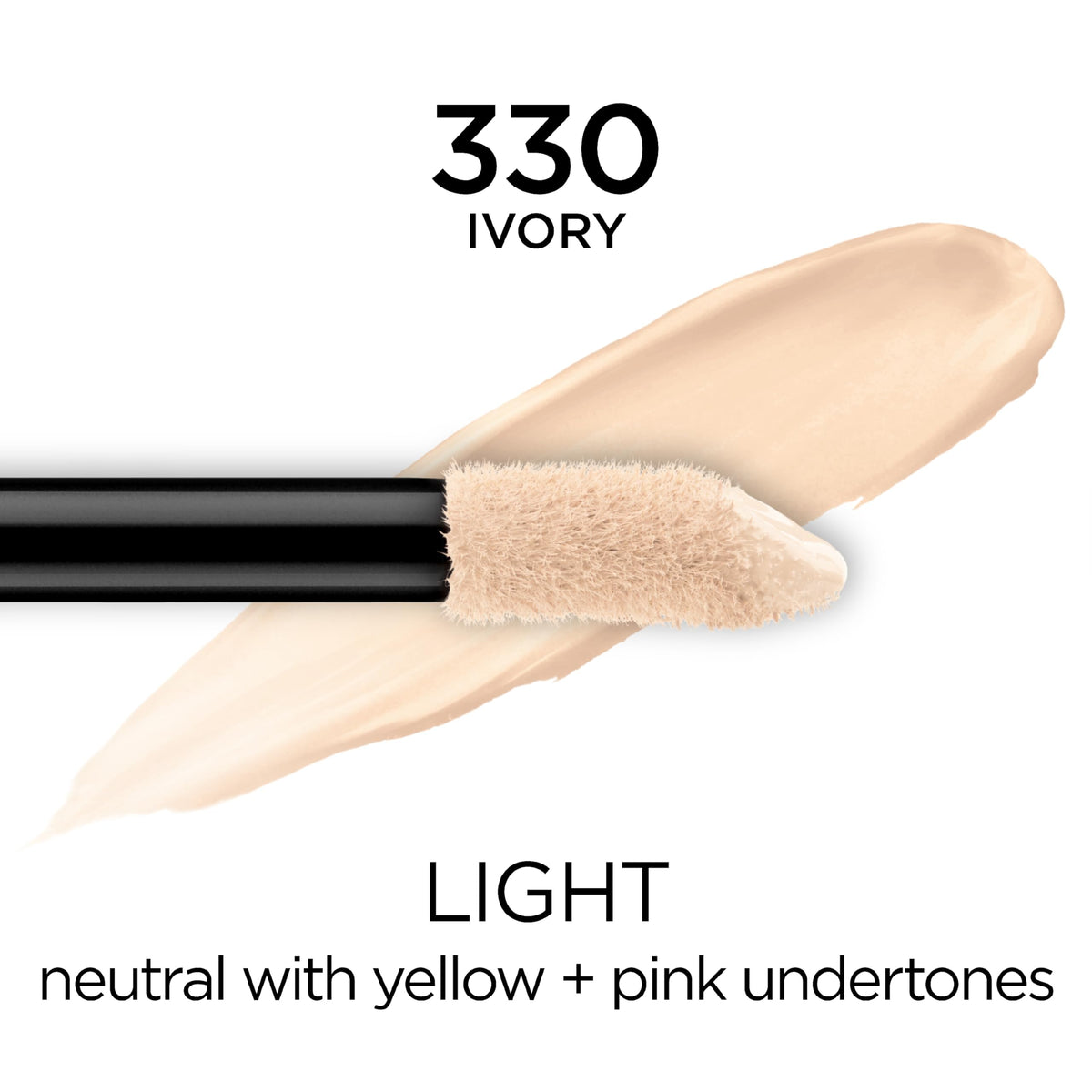 L'Oreal Paris applicator close-up demonstrating wide wand for quick coverage