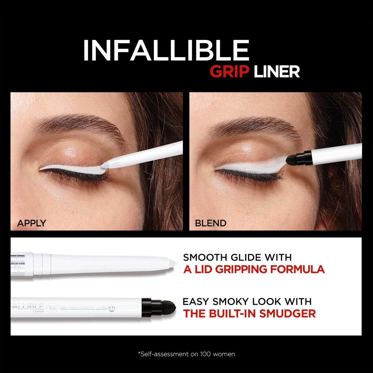 L'Oreal Paris Infallible Grip applied to inner corner to brighten and open eyes