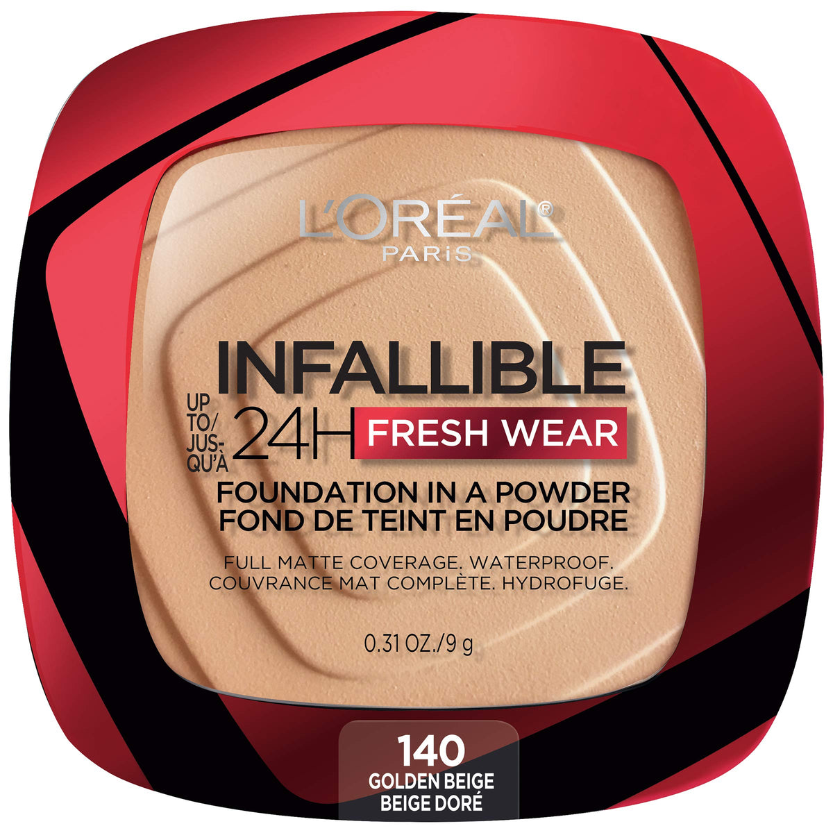 L'Oreal Paris compact front view showing slim design and shade label