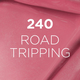 L'Oreal Paris lifestyle lip swatch of Road Tripping 240 illustrating comfortable, long-lasting color