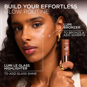 L'Oreal Paris on vanity with other makeup showing lifestyle-ready bronzed glow