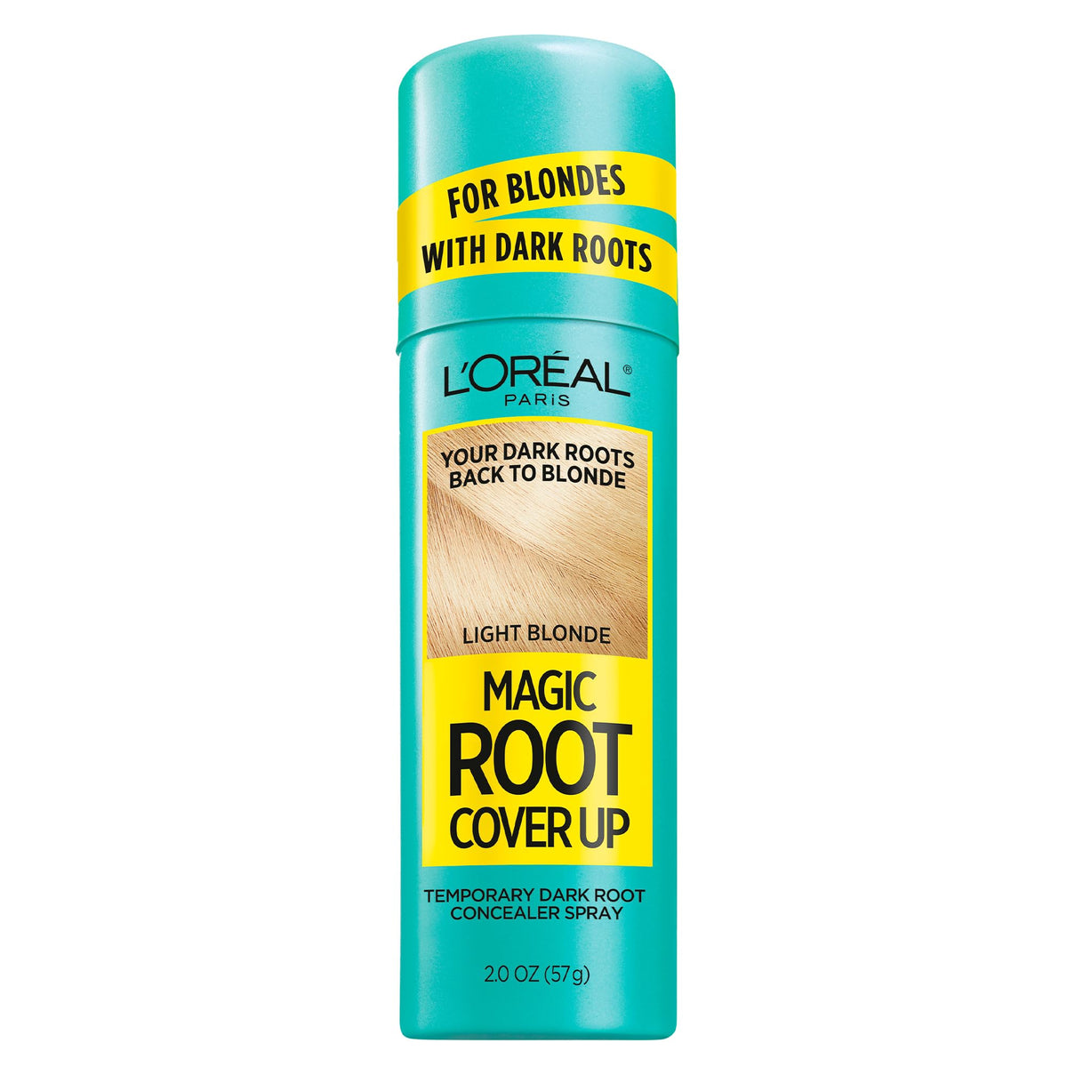 L'Oreal Paris front packaging showing light blonde spray benefits