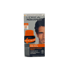 L'Oreal Paris Men Expert front packaging showing Real Black 02 and two-application kit benefit: clear product info