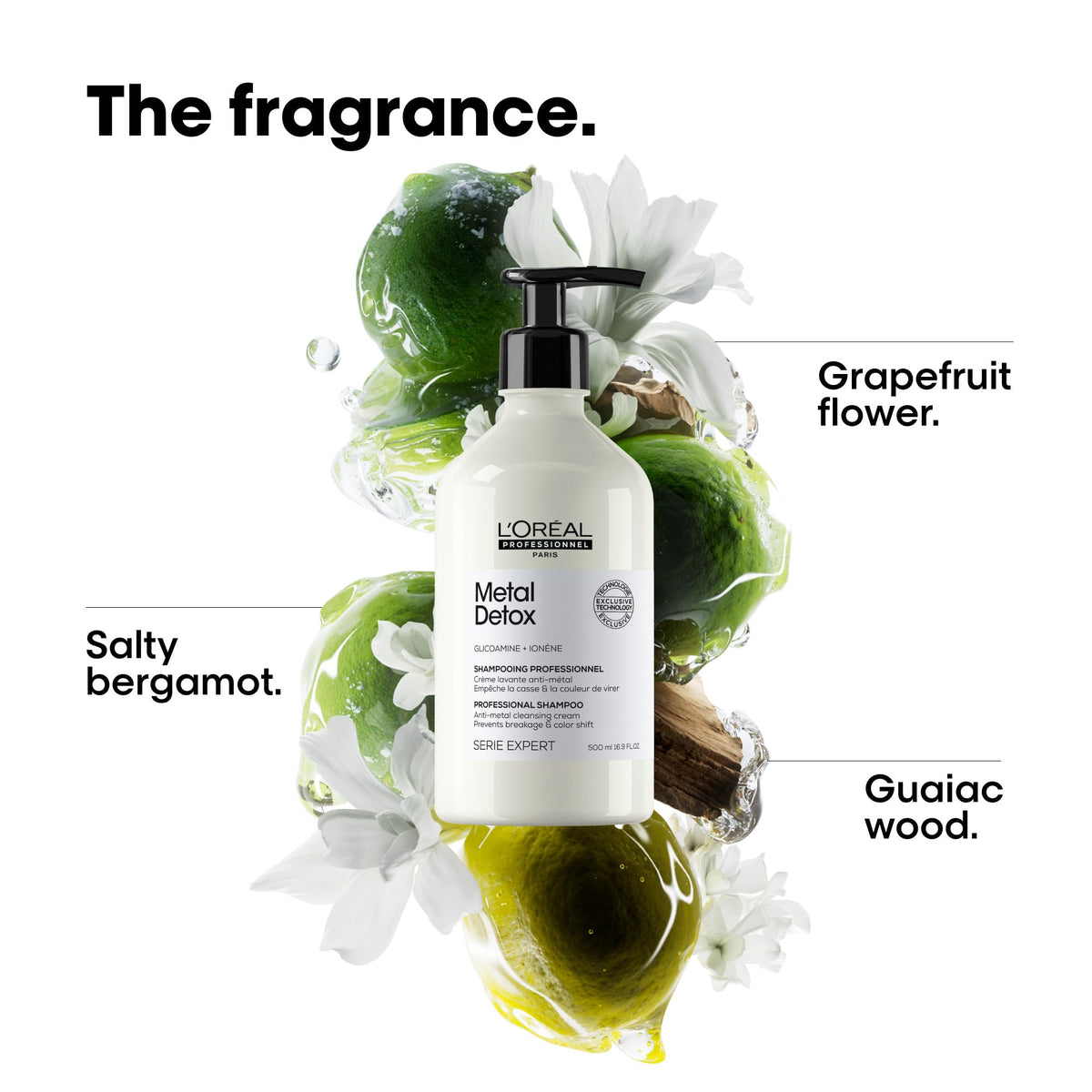 L'Oréal Professionnel Paris shampoo next to Metal Detox mask for combined protection