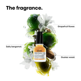 L'Oréal Professionnel Metal Detox range with shampoo and mask illustrating regimen benefits