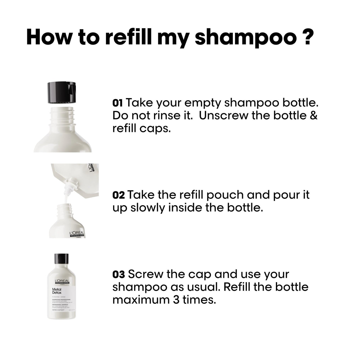 L'Oréal Professionnel Paris eco-refill graphic illustrating 73% less plastic waste