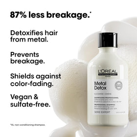 L'Oréal Professionnel Paris label close-up highlighting chelating and sulfate-free ingredients
