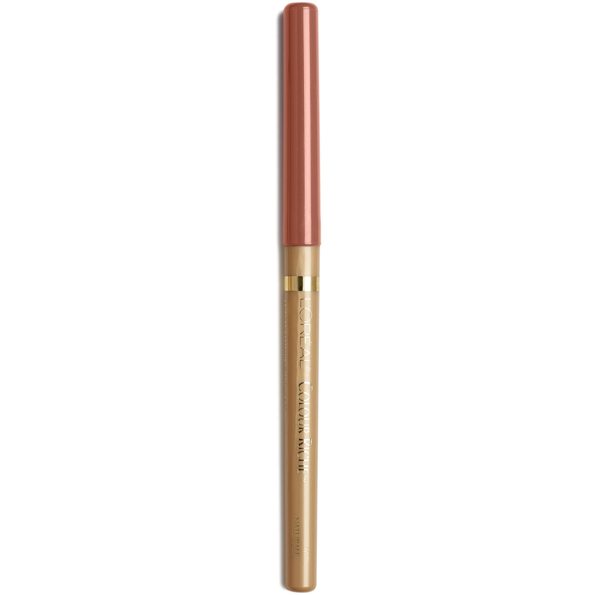 L'Oreal Paris front view of the 780 Au Naturale lip liner showing sleek packaging and shade