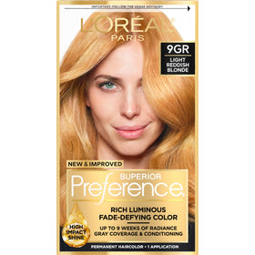 L'Oreal Paris front packaging showing shade 9GR and kit contents for clarity