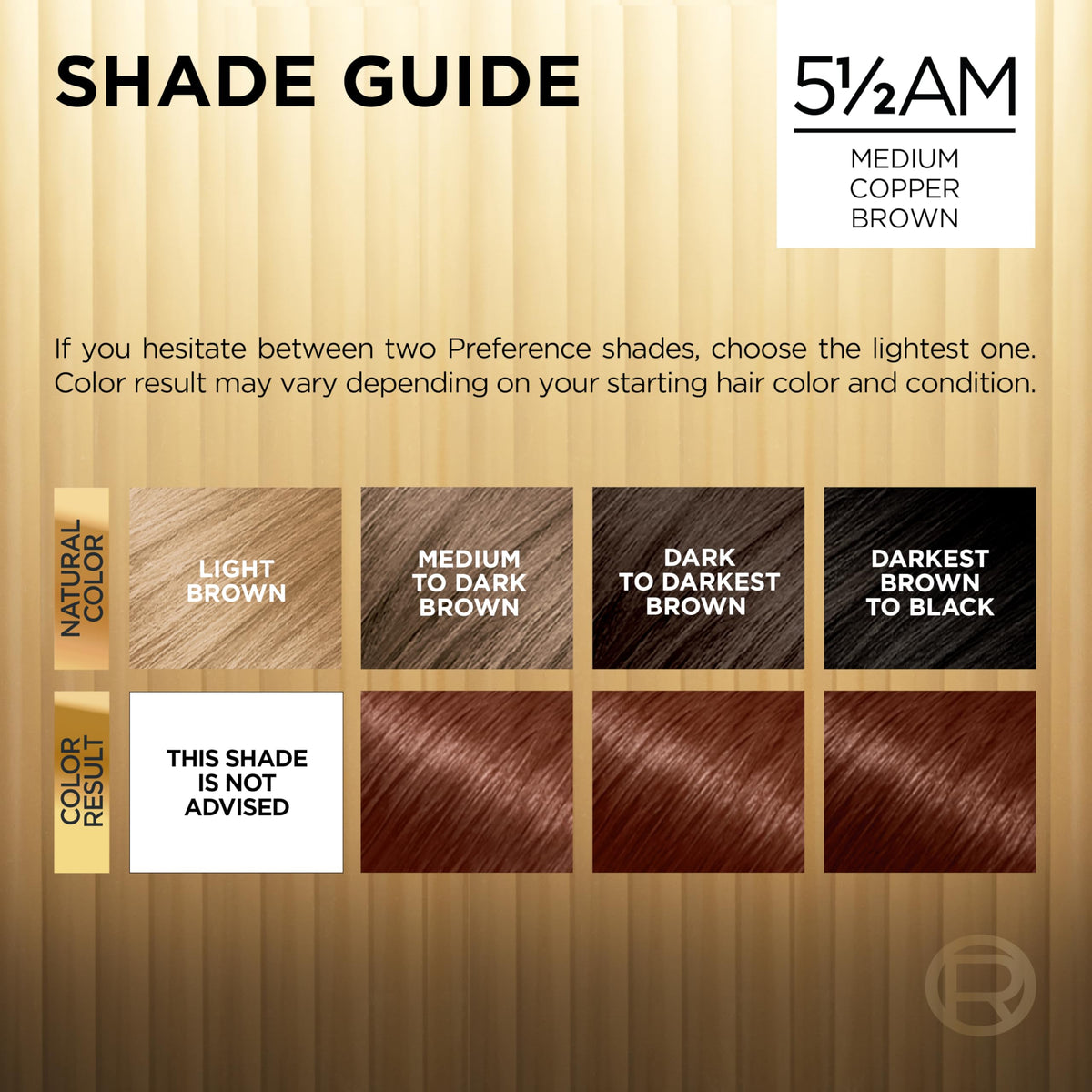 L'Oreal Paris finished medium amber copper brown hair showing luminous shine