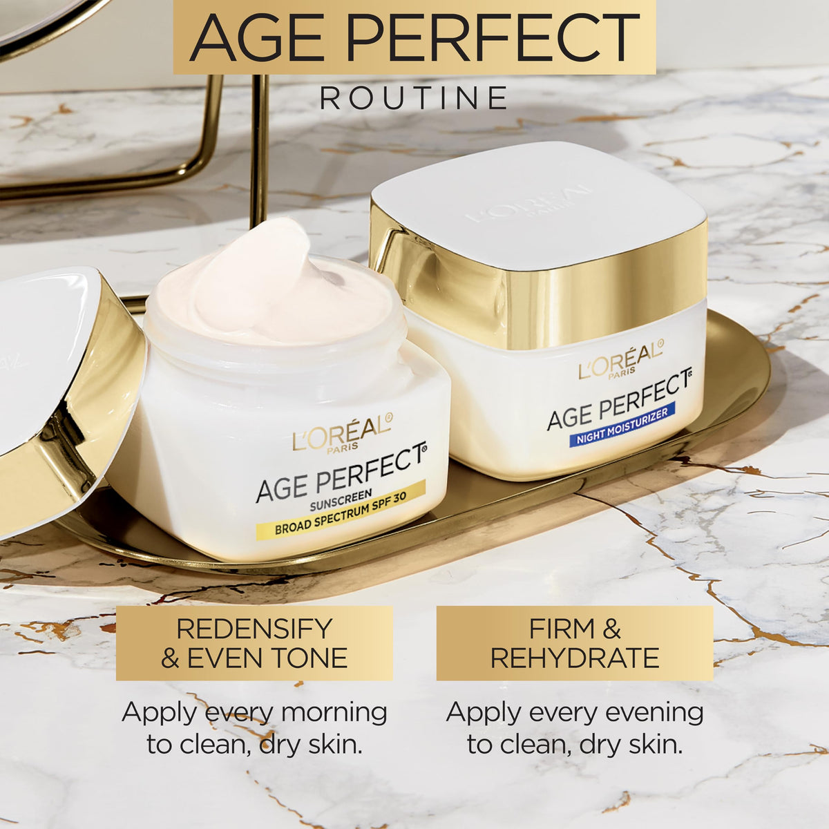 L'Oreal Paris illustrative before and after effect showing firmer, hydrated skin