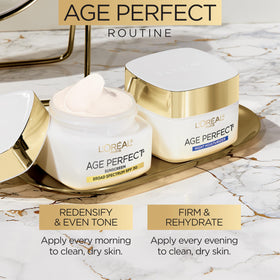 L'Oreal Paris illustrative before and after effect showing firmer, hydrated skin