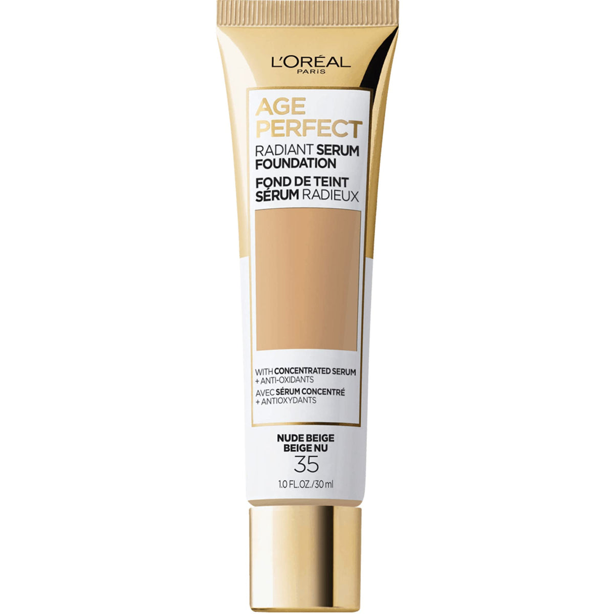 L'Oreal Paris front bottle Nude Beige shows shade and compact design