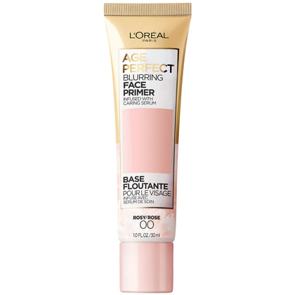 L'Oreal Paris primer front packaging showing rosy tube and branding benefit: visible smoothing