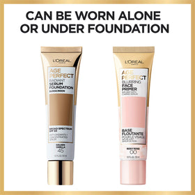 L'Oreal Paris primer with foundation setup showing layering and improved makeup finish benefit