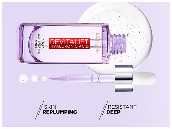 L'Oreal Paris droplet on skin demonstrating lightweight application and instant hydration