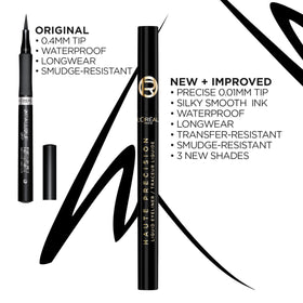 L'Oreal Paris application along upper lashline showing steady glide and refined results