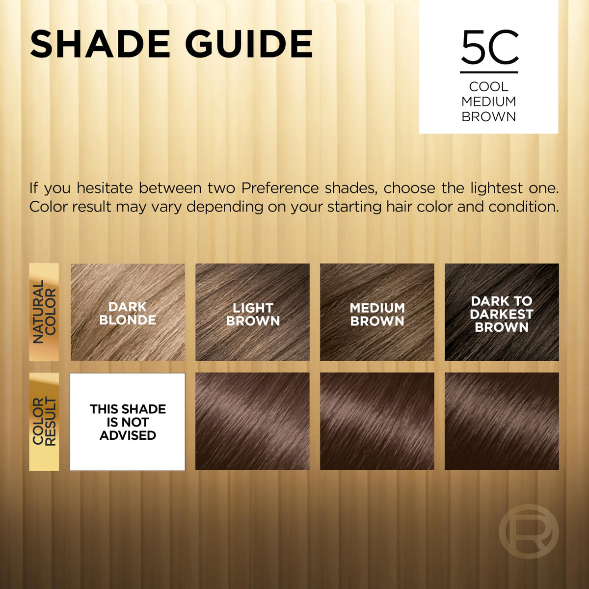 L'Oreal Paris applied full-head result showing cool medium brown radiance