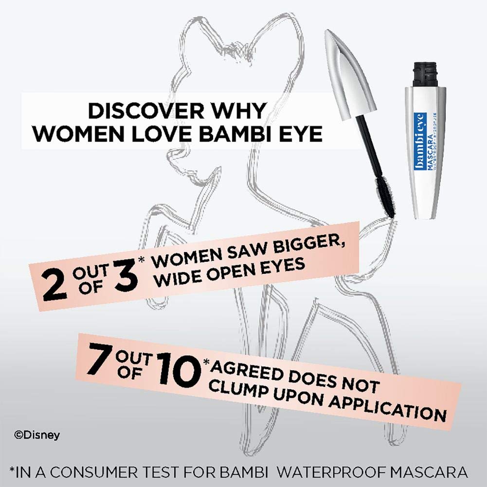 L'Oreal Paris swatch of black velvety mascara texture showing smooth, non-clumping finish
