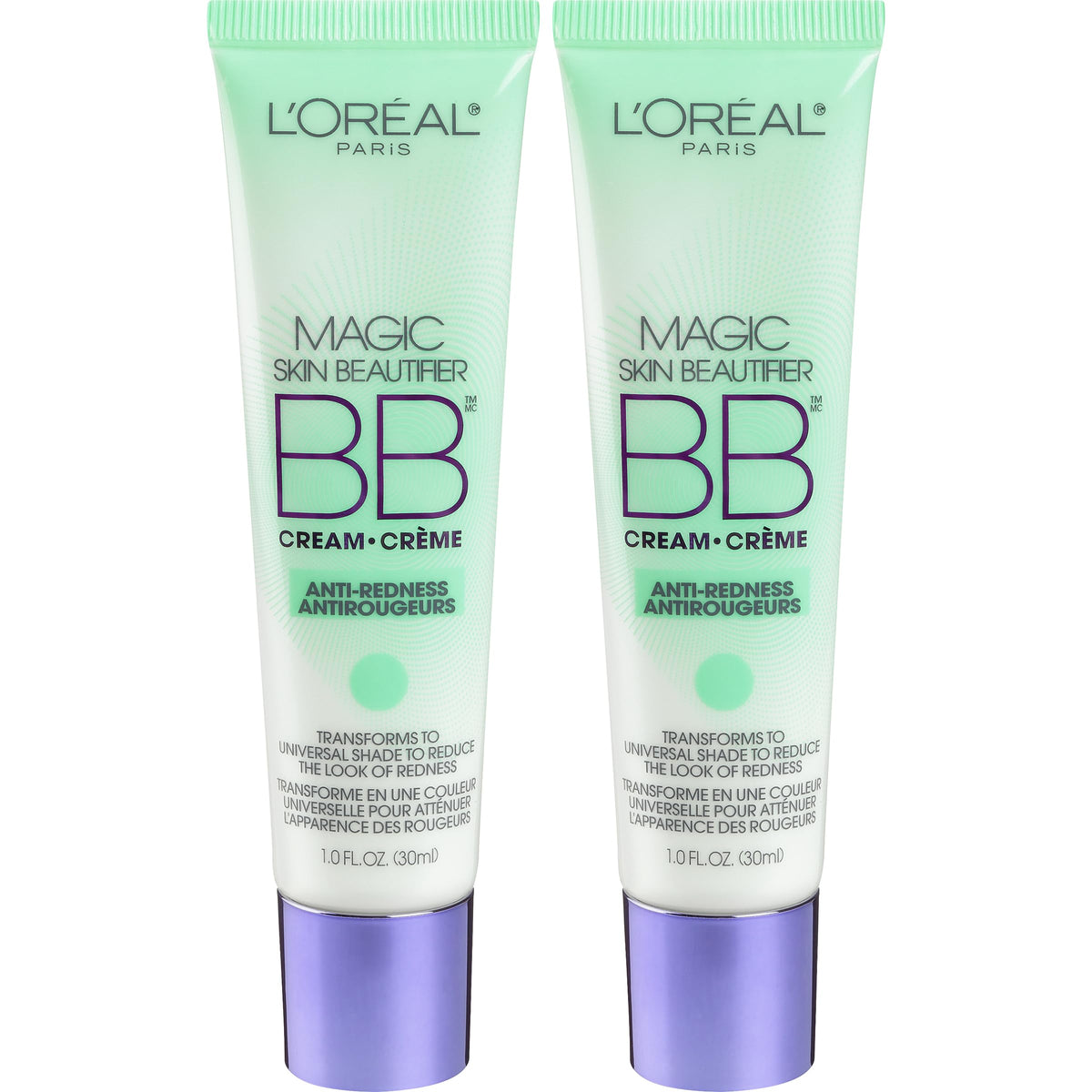 L'Oreal Paris front packaging showing dual 1 fl oz tubes and label benefits